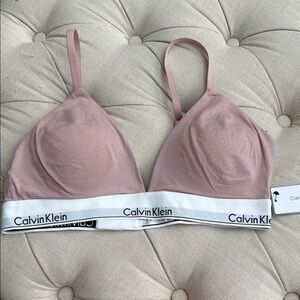 NWT Calvin Klein Pink Bra with Adjustable Straps and Elastic Band